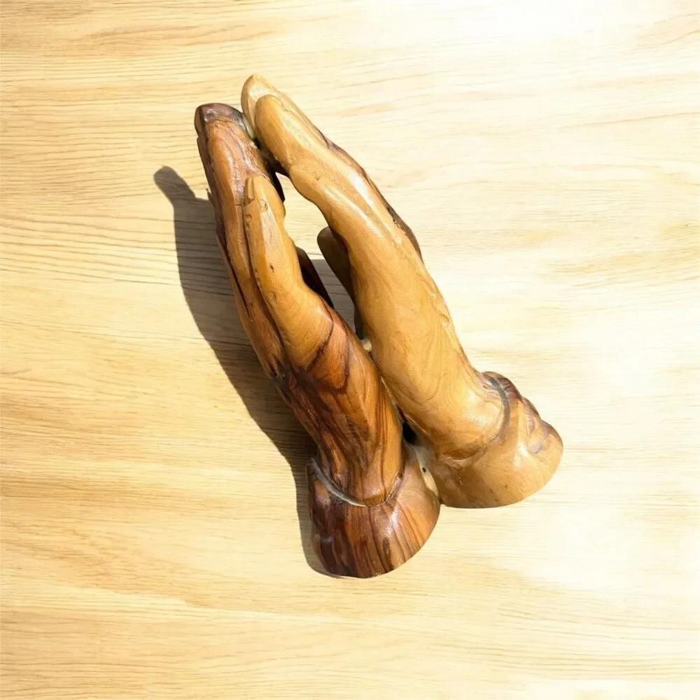 Vintage Praying Hand Wooden Heavy Art Home Decor Decorative Religious Wood